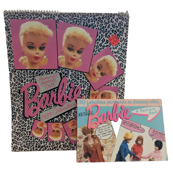 Vintage 1959 Barbie Fashion Calendar 1989 & 1990 Nostalgic Barbie Postcard Book - Picture 1 of 16